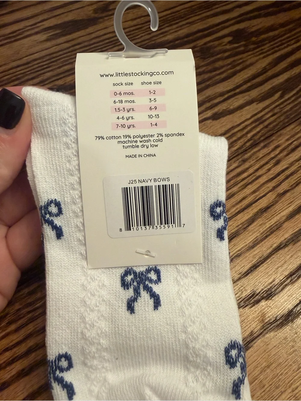 Little Stocking Company Navy Bows Knee High Socks Size 4-6 Years